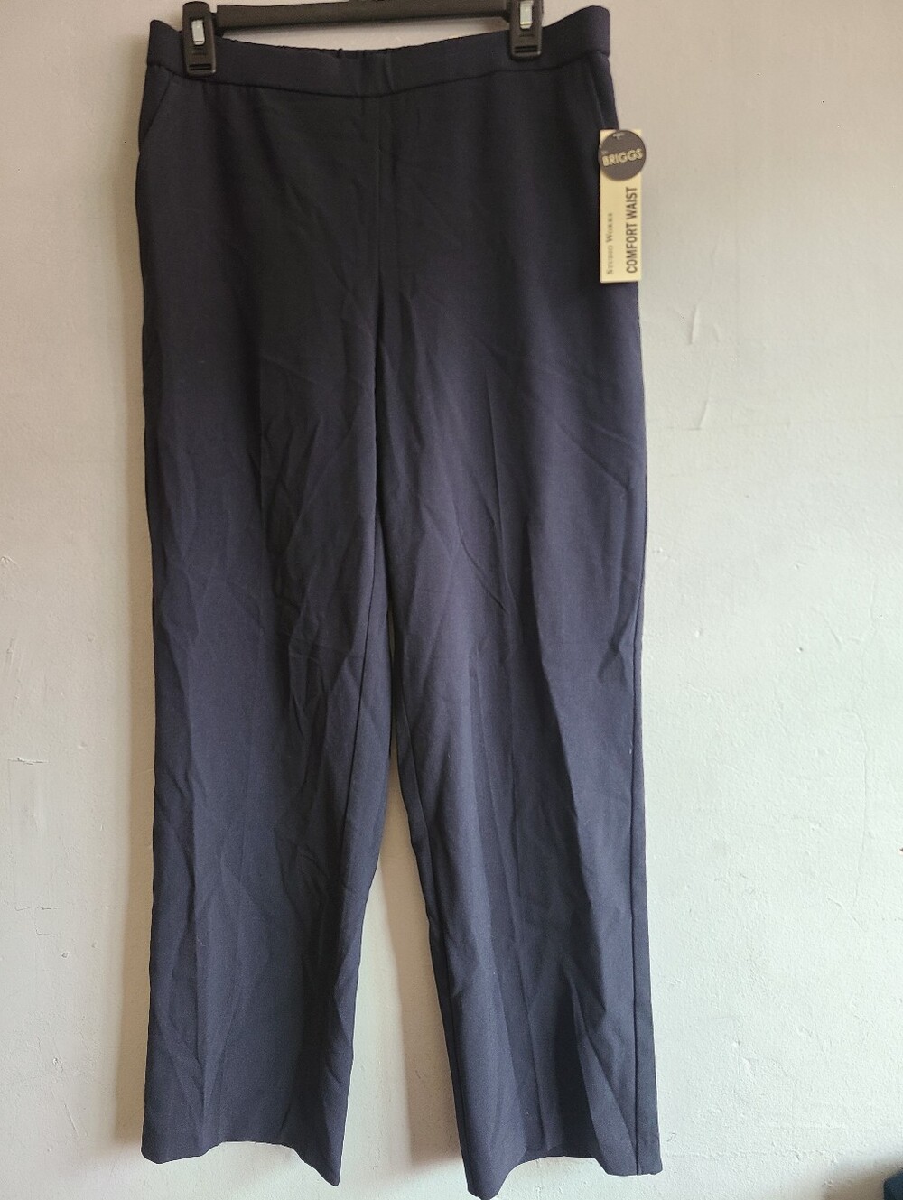 NEW women's 10P petite Briggs navy dark blue comfort waist dressy pants slacks